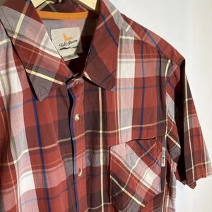 Field and Stream Mens Button Up‎ Short Sleeve Shirt Size M Plaid Fishing Shirt